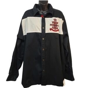 Bare Fox Men's Black/White Embroidered Button Down Shirt Size 2XL